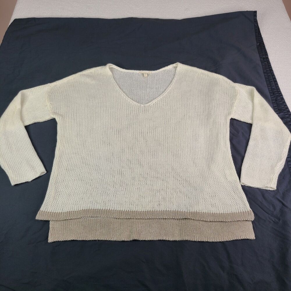 Eileen Fisher XL Linen Loose Knit Airy Pullover Layer Long Sleeve